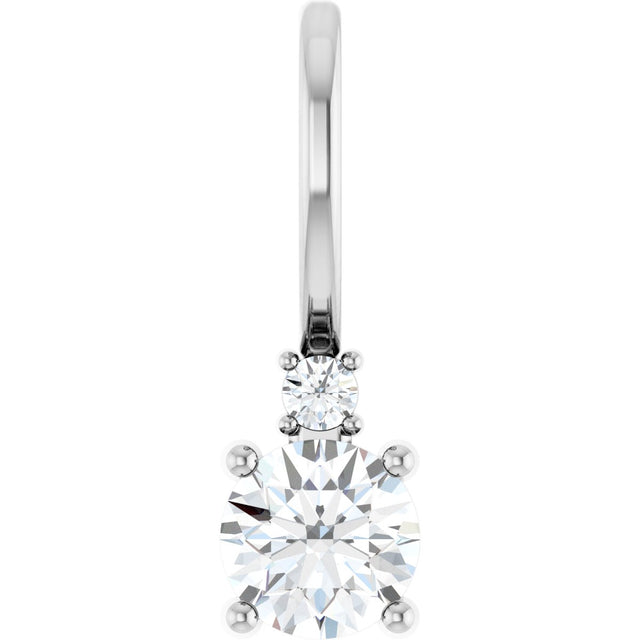 Platinum Round Natural White Sapphire Accented Pendant