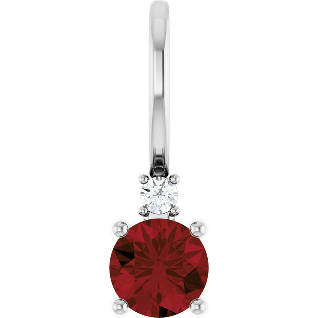 Platinum Round Natural Mozambique Garnet Accented Pendant