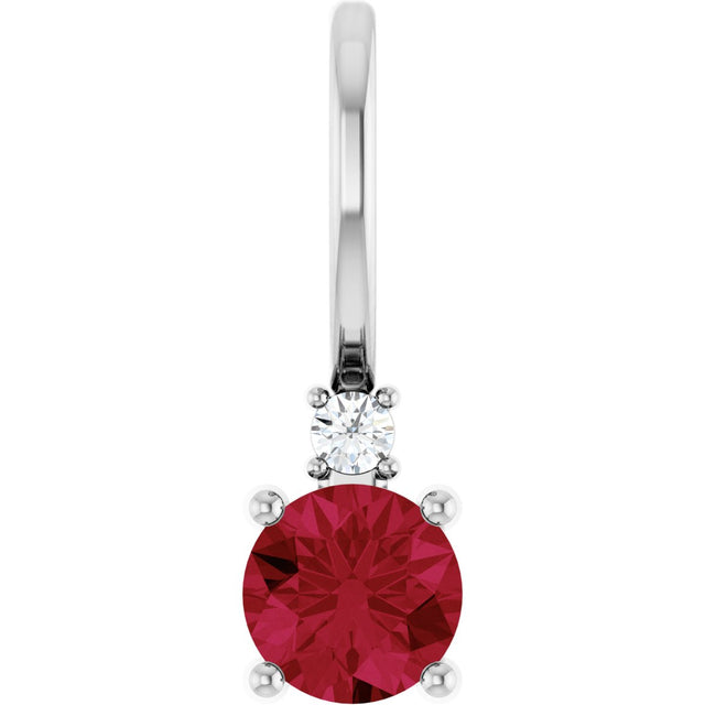 Platinum Round Lab-Grown Ruby Accented Pendant – up to 0.015 CTW