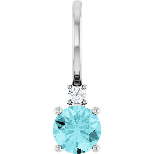 Platinum Round Natural Blue Zircon Accented Pendant