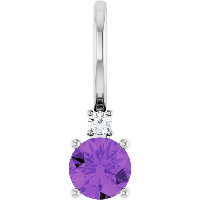 Platinum Round Natural Amethyst Accented Pendant