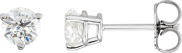14K Gold Lab-Grown Diamond Round 3-Prong Stud Earrings - White Gold