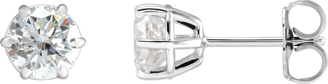 14K Gold Lab-Grown Diamond Round 6-Prong Stud Earrings - White Gold