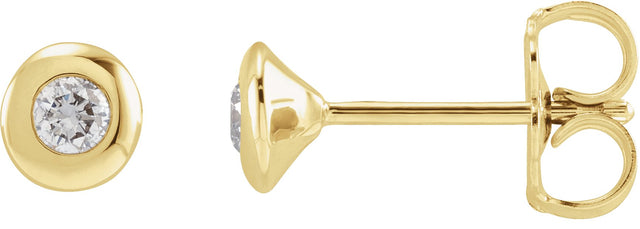 14K Gold Lab-Grown Diamond Round Bezel-Set Stud Earrings – 1.5-5.2mm Stones - Yellow Gold