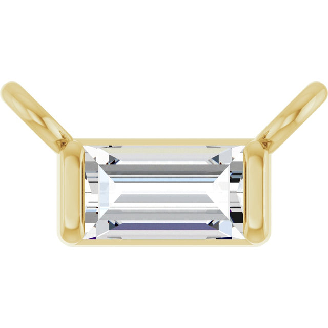 14K Gold Straight Baguette Lab-Grown Diamond Solitaire Channel-Set Necklace - Yellow Gold
