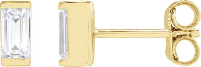 14K Gold Lab-Grown Diamond Straight Baguette Bezel-Set Stud Earrings - Yellow Gold