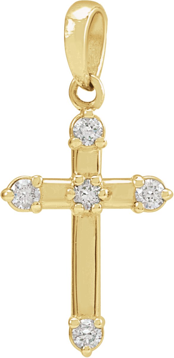14K Gold Round Natural Diamond Cross Necklace or Pendant – up to 0.07 CTW - Yellow Gold