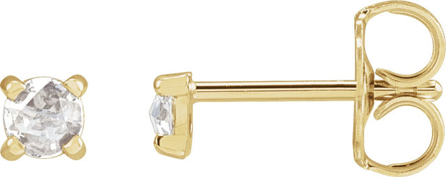 14K Gold Natural Diamond Round 4-Prong Claw Rose-Cut Stud Earrings - Yellow Gold