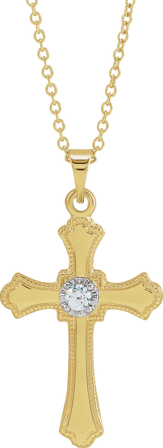 14K Gold Cross Necklace or Pendant – 15x11mm - Yellow Gold