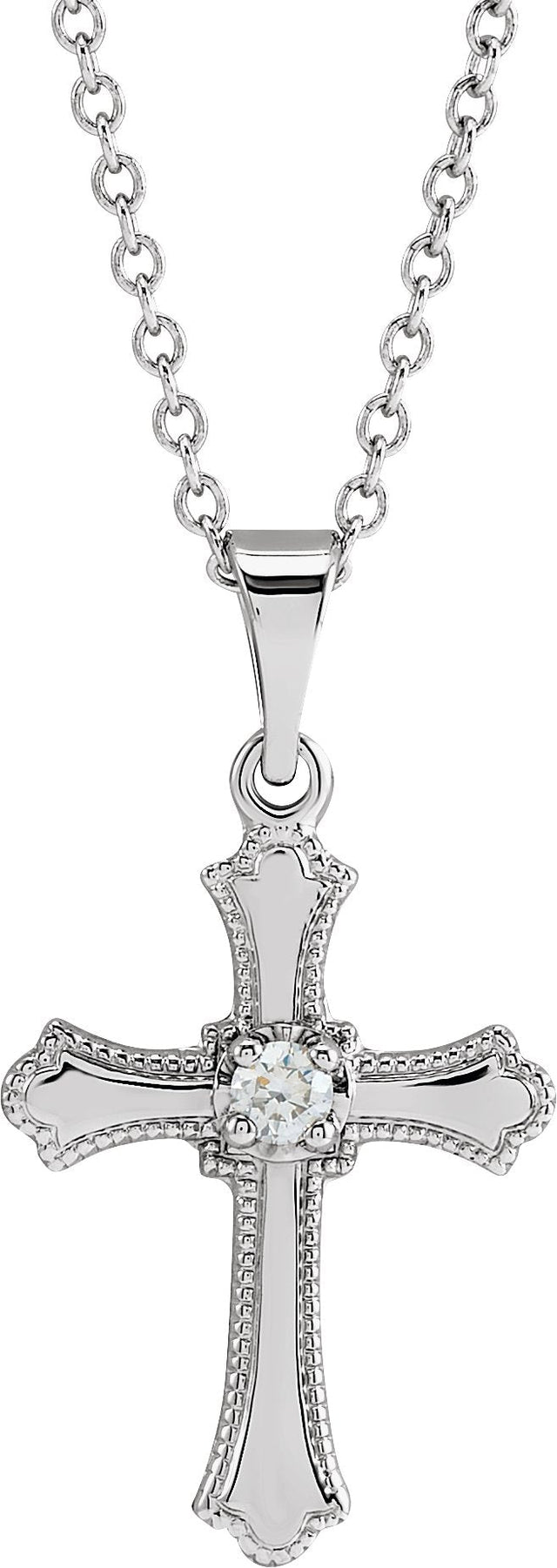 14K Gold Cross Necklace or Pendant – 15x11mm - White Gold