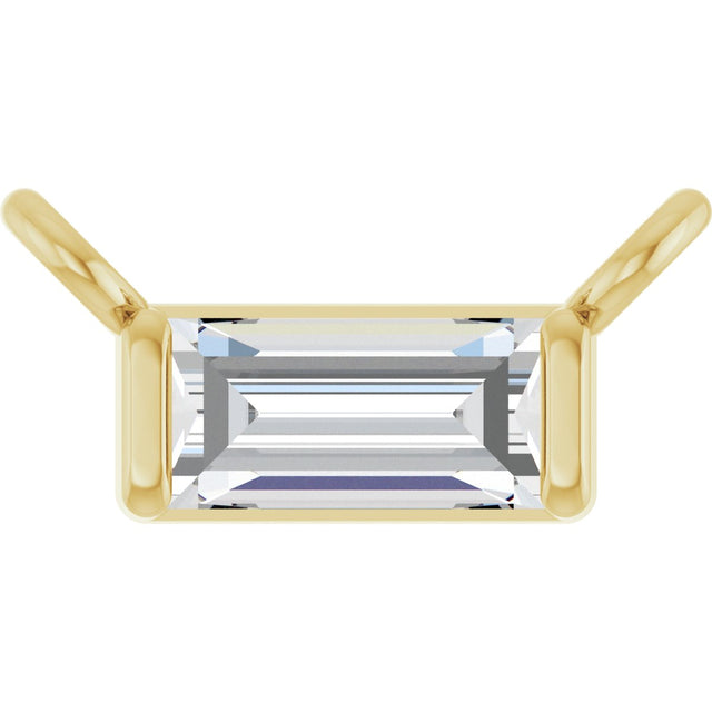 14K Gold Straight Baguette Lab-Grown Diamond Solitaire Channel-Set Necklace - Yellow Gold