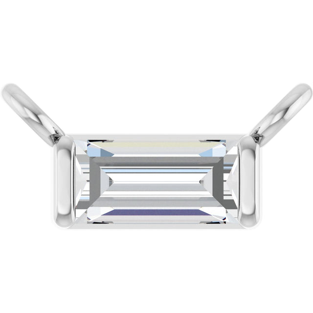 Platinum Straight Baguette Lab-Grown Diamond Solitaire Channel-Set Necklace