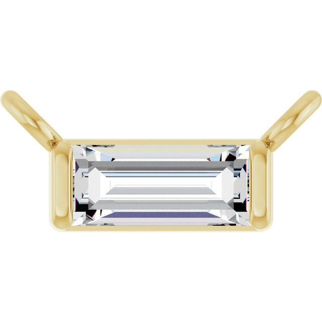 14K Gold Straight Baguette Lab-Grown Diamond Solitaire Channel-Set Necklace - Yellow Gold