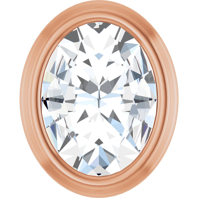 14K Gold Natural Diamond Oval Bezel-Set Slide Pendant - Rose Gold