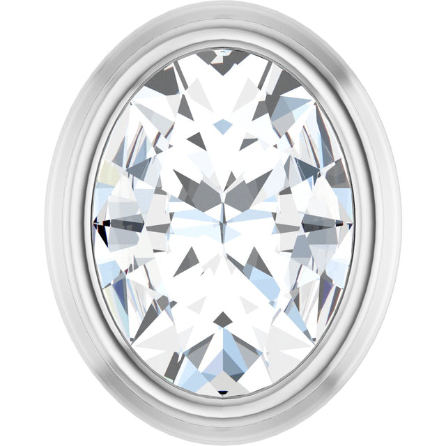 14K Gold Natural Diamond Oval Bezel-Set Slide Pendant - White Gold