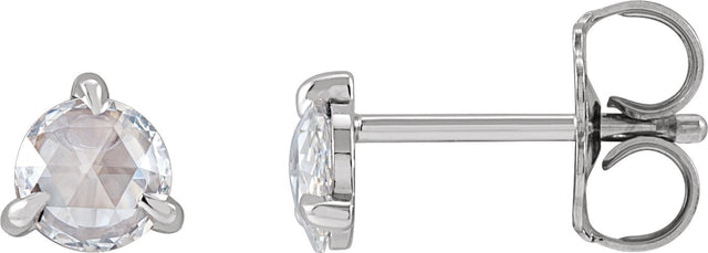 14K Gold Natural Diamond Round 3-Prong Claw Rose-Cut Stud Earrings - White Gold