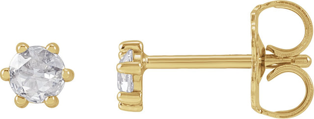 14K Gold Natural Diamond Round 6-Prong Rose-Cut Stud Earrings - Yellow Gold