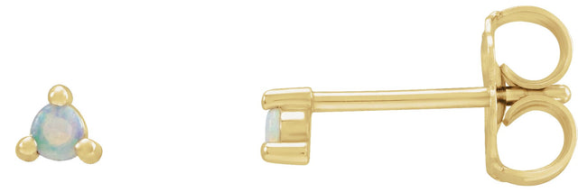 14K Gold Natural White Opal Round 3-Prong Rose-Cut Stud Earrings - Yellow Gold