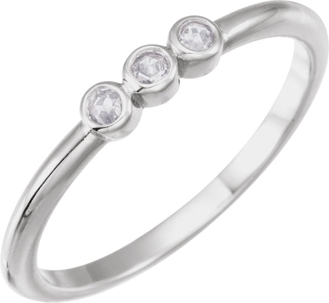 14K Gold Round Natural Diamond Rose-Cut Stackable Ring – 2mm Stones - White Gold