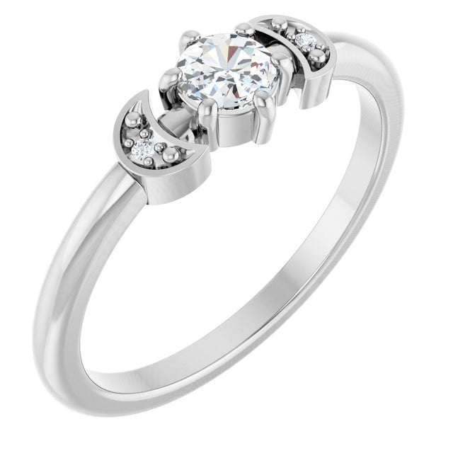 14K Gold Round Natural Diamond Rose-Cut Stackable Ring – 4mm Stones - White Gold