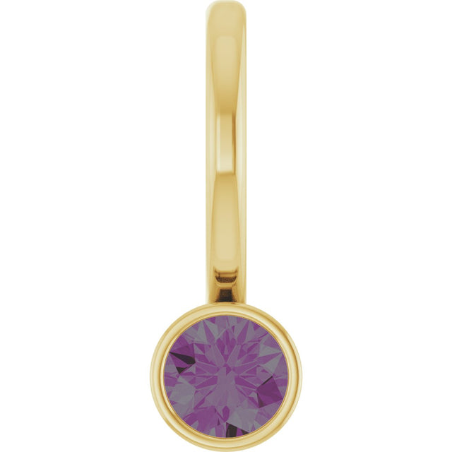 14K Gold Round Natural Alexandrite Bezel-Set Solitaire Pendant - Yellow Gold