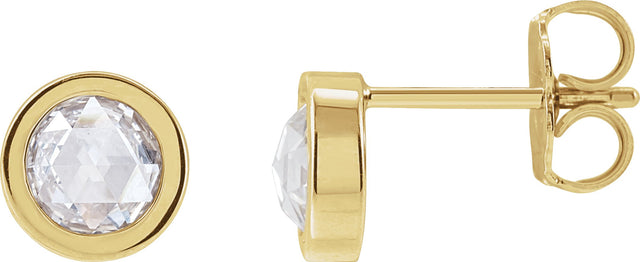 14K Gold Natural Diamond Round Bezel-Set Rose-Cut Stud Earrings - Yellow Gold