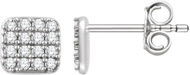 14K Gold Round Natural Diamond Cluster Earrings IV - White Gold