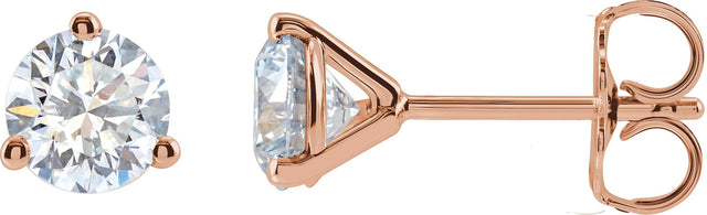 14K Gold Lab-Grown Diamond Round 3-Prong Cocktail-Style Stud Earrings – 2.5-7.5mm Stones - Rose Gold