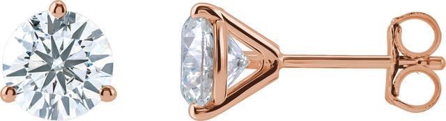 14K Gold Lab-Grown Diamond Round 3-Prong Cocktail-Style Stud Earrings – 2.5-7.5mm Stones - Rose Gold