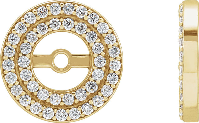 14K Gold Natural Diamond Double Halo-Style Earring Jackets - Yellow Gold