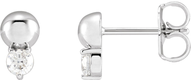Platinum Round Natural Diamond Accented Bead Earrings