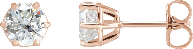 14K Gold Lab-Grown Diamond Round 6-Prong Stud Earrings - Rose Gold