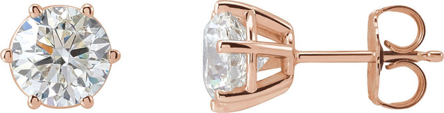 14K Gold Lab-Grown Diamond Round 6-Prong Stud Earrings - Rose Gold