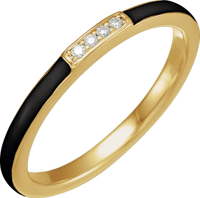 14K Gold Enamel Stackable Ring - Yellow Gold