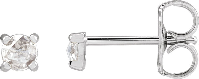 14K Gold Natural Diamond Round 4-Prong Claw Rose-Cut Stud Earrings - White Gold