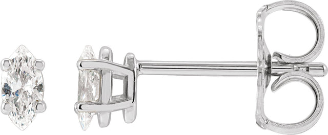 Platinum Natural Diamond Marquise 4-Prong Lightweight Stud Earrings