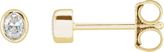 14K Gold Lab-Grown Diamond Oval Bezel-Set Stud Earrings - Yellow Gold