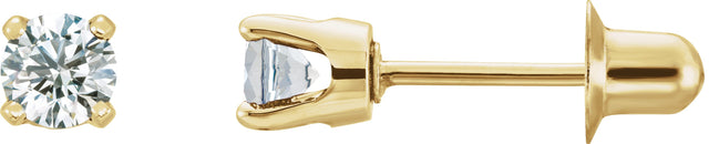 14K Gold Natural Diamond Round 4-Prong Stud Earrings – 3mm Stones