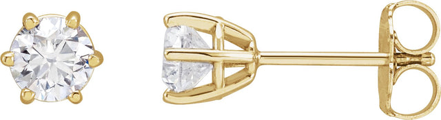 14K Gold Lab-Grown Diamond Round 6-Prong Stud Earrings - Yellow Gold