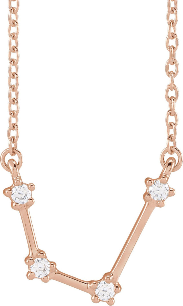 14K Gold Round Natural Diamond Constellation Zodiac Necklace - Rose Gold