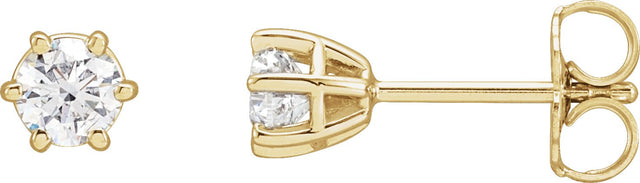14K Gold Lab-Grown Diamond Round 6-Prong Stud Earrings - Yellow Gold