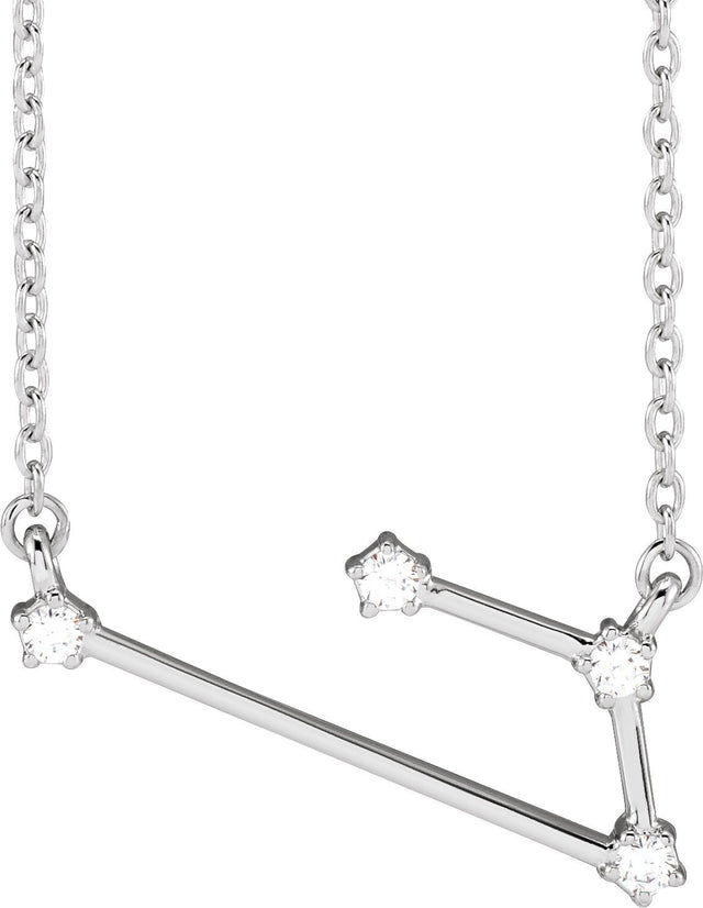 14K Gold Round Natural Diamond Constellation Zodiac Necklace - White Gold