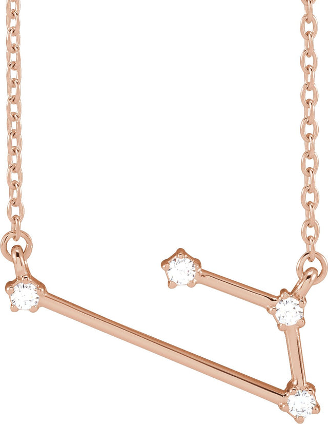 14K Gold Round Natural Diamond Constellation Zodiac Necklace - Rose Gold