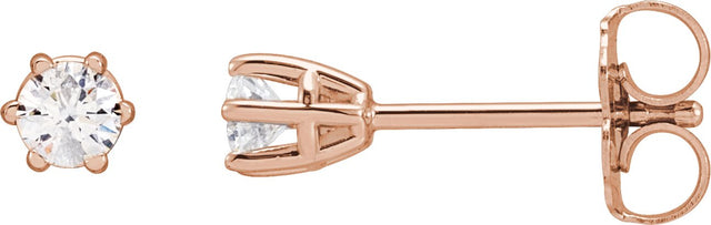 14K Gold Lab-Grown Diamond Round 6-Prong Stud Earrings - Rose Gold