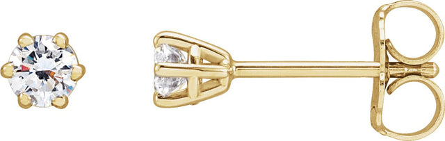 14K Gold Lab-Grown Diamond Round 6-Prong Stud Earrings - Yellow Gold