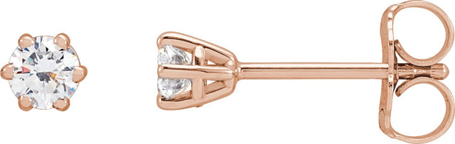 14K Gold Lab-Grown Diamond Round 6-Prong Stud Earrings - Rose Gold