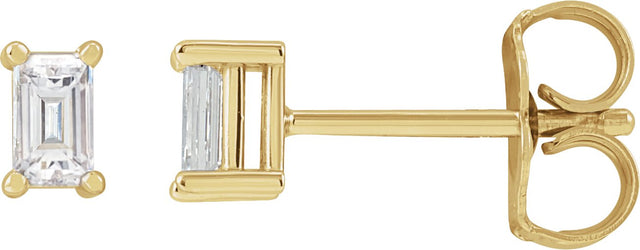 14K Gold Natural Diamond Straight Baguette 4-Prong Stud Earrings - Yellow Gold