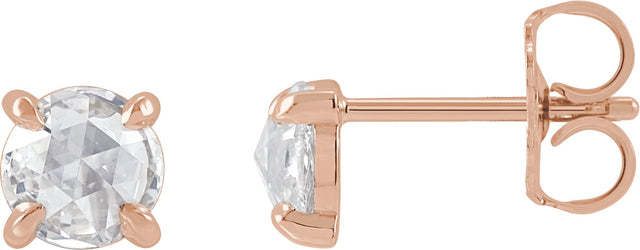 14K Gold Lab-Grown Moissanite Round 4-Prong Claw Rose-Cut Stud Earrings