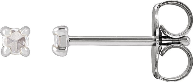 14K Gold Natural Diamond Round 4-Prong Claw Rose-Cut Stud Earrings - White Gold