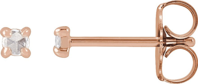 14K Gold Natural Diamond Round 4-Prong Claw Rose-Cut Stud Earrings - Rose Gold